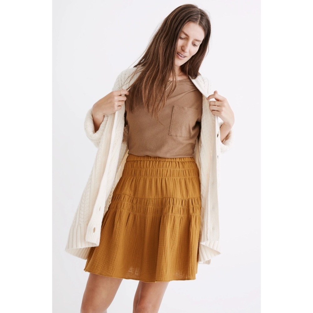 NWT Madewell Double-Gauze Smocked Mini Skirt - Size Medium